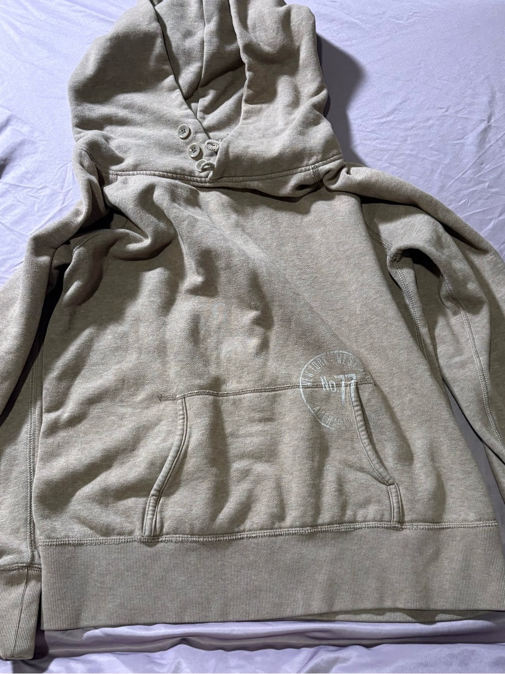American Eagle Outfitters Men's Crewneck Hoodie in Light Taupe